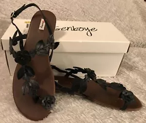 olsenboye shoes Oisabele Black Flats Sandals Size 6.5M NIB Toe Bohemian - Picture 1 of 8