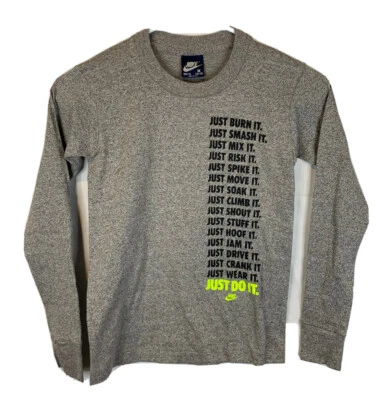 Camisa De Colección Nike Años 80 L/S Etiqueta Azul Niños Mediana 10-12 Original Rara Just Do It EE. UU. Foto 1 de 4