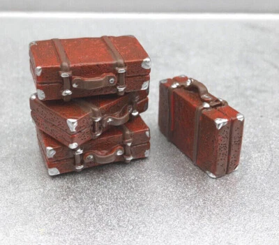 Leather Suitcase / Luggage 4 Pc Set 1/24 Scale G Scale Diorama Accessories - Image 1 of 2