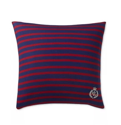 Ralph Lauren Wilson Striped Decorative Pillow 18" x 18" Cotton Navy/Red $180 - Image 1 of 3