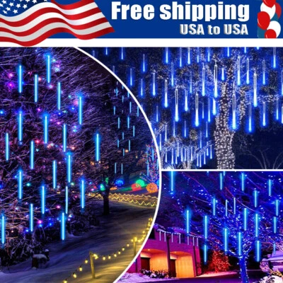 US 288 LED Meteor Shower Lights 8 Tube Rain Tree String Light Garden Party Decor - Image 1 of 4