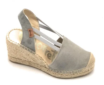Vidorreta 18400 Sandal Rope Wedge 7cm Suede Grey Ash Elastic C - Image 1 of 4