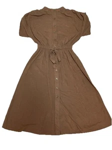 Vintage 70er Vicky Vaughn Cottagecore Puffärmel Gürtel Midi Knopf Kleid Gr. 9 - Bild 1 von 10