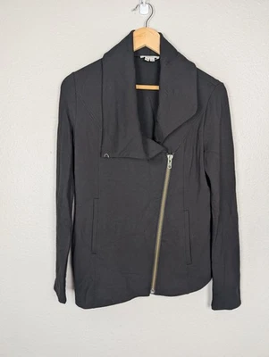 Helmut Lang куртка женщин миниатюрный черный ассиметричный молнии Moto драпированный воротник вязаный - Изображение 1 из 4