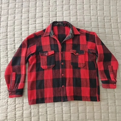 VTG Woolrich Wool Hunting Jacket Buffalo Plaid Red Black Check 100% Wool L USA - Image 1 of 4