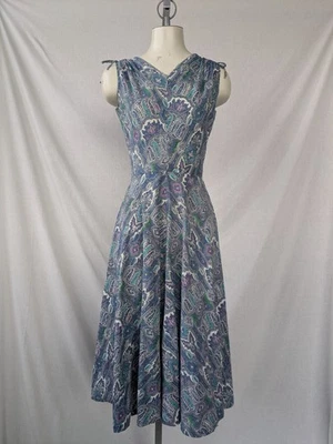 Vintage 1950s Lee Wentley By Wentworth Paisley Cotton Sundress Fit & Flare M - Image 1 of 4