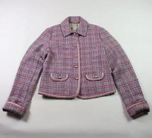 Chaqueta Blazer de Lana Abercrombie & Fitch Rosa Tweed Seda Preppy Y2K De Colección Talla L - Imagen 1 de 10