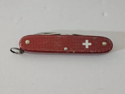 Vintage Victorinox Old Cross Pioneer Settler Red Alox Swiss Army Knife Aluminum  - Image 1 of 4