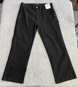 Abercrombie & Fitch Baggy Jeans Mens 36x32 Black Denim Loose Carpenter Pants Y2K - Picture 1 of 7