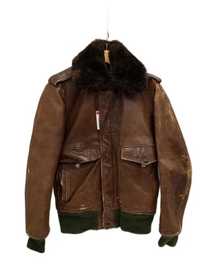 Schott G-1 Flight Leather Jacket Fur Liner 34 Brown Leather - Image 1 of 4