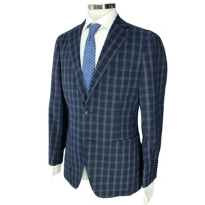 These Glory Days Blazer Herren 38R Drei/Zwei Knopf Navy Fensterscheibe Karo Wolle - Bild 1 von 20
