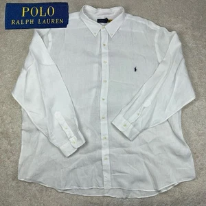 POLO Ralph Lauren Men’s 100% Linen White Long Sleeve Button Down Shirt 4XB BIG - Picture 1 of 14