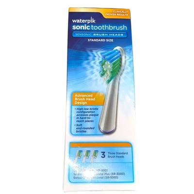 Waterpik Sensonic Brush Heads Standard Model Sonic Toothbrush 3 Heads New - Image 1 of 4