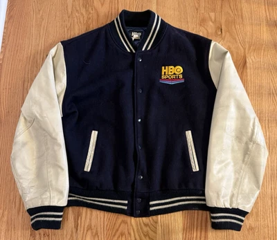 Chaqueta Universitaria Vintage HBO Sports "Inside the NFL" XL Lana Cuero Mangas Promo Foto 1 de 4