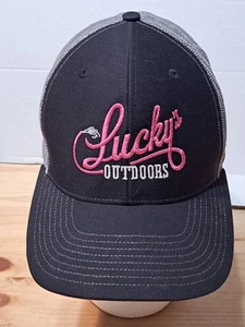 Lucky's Outdoors Pink Logo Hat Cap Snapback Black Grey Mesh Summersville WV - Picture 1 of 11