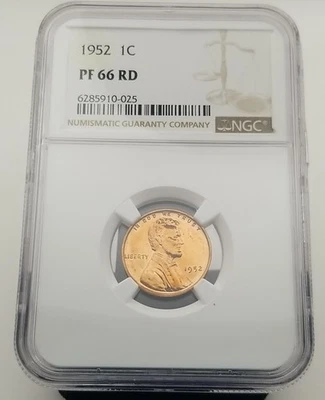 1952-P Lincoln Wheat Penny NGC PF 66 RD #4586 - Image 1 of 4
