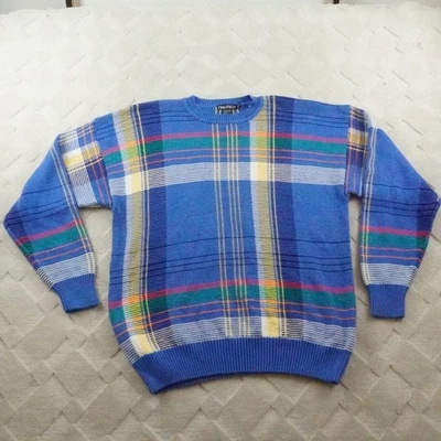 Suéter tejido con cable Nautica vintage para hombre grande a cuadros azul tirar sobre peso pesado Foto 1 de 4