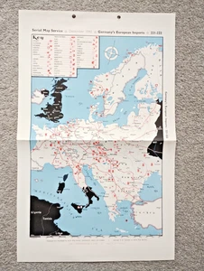 Germany's European Imports - 1943 Vintage WW2 Serial Map Service Map - Picture 1 of 1