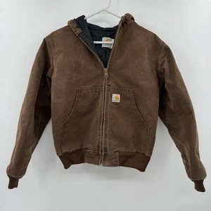 Vintage Carhartt Jacket Youth L Brown Faded 90s Canvas - Picture 1 of 12