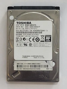 MQ01ABD075, HDKBB97G0A01 S, AA00/AX001F, 21 OCT 2012,Toshiba 750Gb 2.5" SATA HDD - Picture 1 of 2