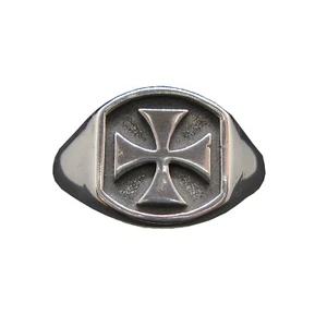Genuine Sterling Silver Men Ring Maltese Cross Solid Stamped 925 Comfort Fit - Picture 1 of 12