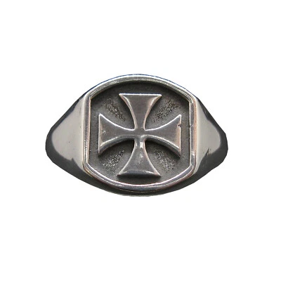 Genuine Sterling Silver Men Ring Maltese Cross Solid Stamped 925 Comfort Fit - Image 1 of 4