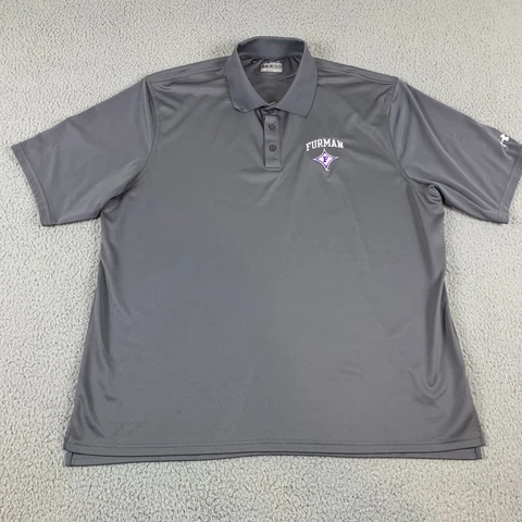 Furman Paladins Polo Shirt Mens 2XL Gray Short Sleeve Under Armour HeatGear Cover