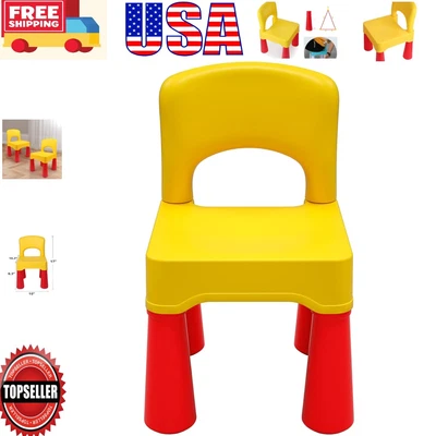 Silla amarilla duradera para niños pequeños - Asiento ergonómico de 9,3" para diversión en interiores y exteriores Foto 1 de 4