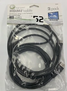 Jasco 6 Feet High Speed HDMI Cable 2 Pack Black 22831 Full HD 1080p - Picture 1 of 3