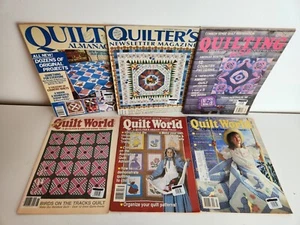 6 Quilt Magazine Lot Vtg 1980s Quilt World Almanac Quilters Newsletter Patterns - Picture 1 of 13
