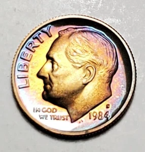 TONED 1984 S ROOSEVELT DIME PROOF UNC #C4323 - Picture 1 of 2