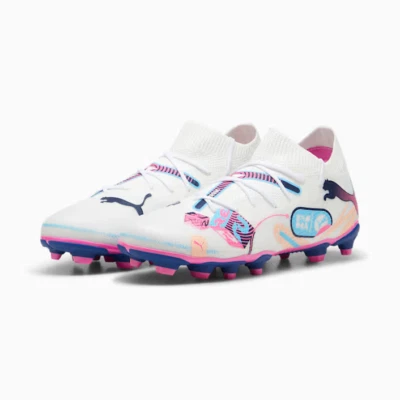 Puma Future 7 Match Volume Up FG/AG 108076-01 Youth White Pink Football Boots - Image 1 of 4