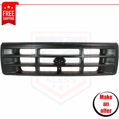 Grille for 92-97 Ford F-150 / F-250, Painted Black, Plastic Foto 1 de 4