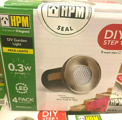 NOVO 12V HPM LED Deck & Step Lights pacote com 4 prata escovada RGLKRSLD24 pacote adicional - Imagem 1 de 4