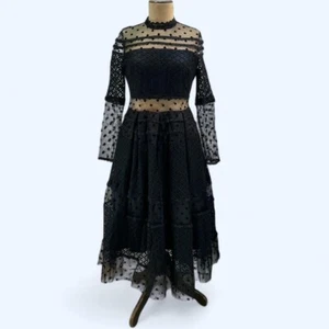 Sheer Polka Dot and Lace Detail Dress - Sz APPROX AU16 Whimsygoth Academia - Picture 1 of 7
