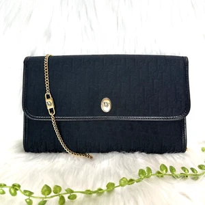 Christian Dior Trotter Chain Shoulder Bag Black Canvas - Picture 1 of 19