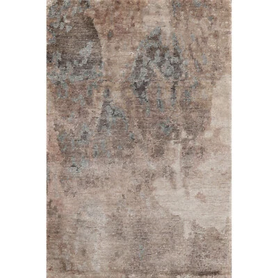 2’ x 3’ Hand Knotted Wool & Silk Transitional Tibetan Oriental Area rug 2x3 Gray - Image 1 of 4