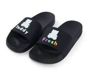 NWT Teddy Fresh Slides Sandals Black Women Size 4 - Picture 1 of 6