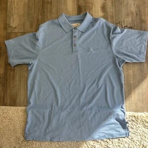 Tommy Bahama Blue White Strip Short Sleeve Polo Pull Over Shirt L/G - Picture 1 of 7