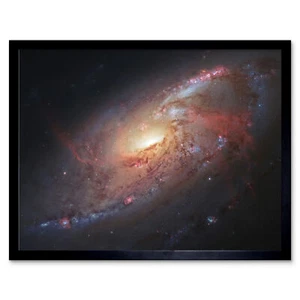 Hubble Telescope Galaxy M106 Hybrid Photo Spiral NGC 4258 Framed Wall Art 12x16