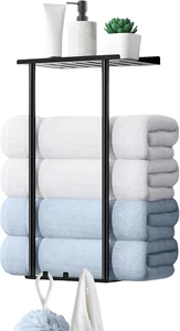 Towel Racks for Bathroom, Metal Wall Mounted Towel Rack Sturdy, Towel Storage fo - Picture 1 of 12