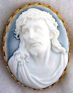 Resin Cameo Oval Jesus Christ Cabochon Gold Color Bezel Pin Brooch CP16 - Picture 1 of 2