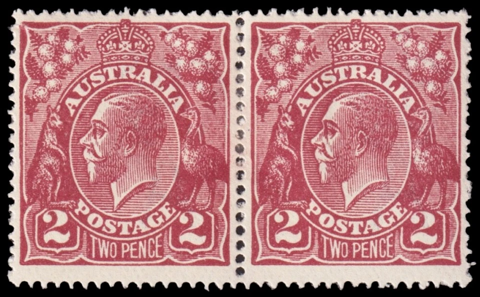 Australia Scott 29 Pair, Red Brown, Perf. 14 (1924) Mint H VF M - Image 1 of 1