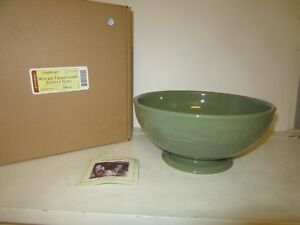 Longaberger Footed Bowl Sage Pottery Serving Dish Brand new in box