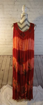 EUC 女式 EXIST 波西米亚粉色和红色绉纱长裙 - 均码 — 第 1/4 张图片