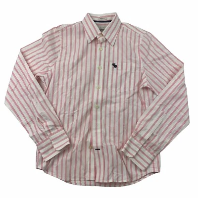 Abercrombie Kids Boys Size Large Muscle Fit L/S button down shirt Pink Striped - Image 1 of 4