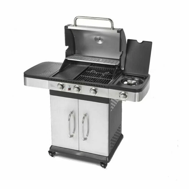 Ompagrill Indianapolis 4 Titanium Barbecue a Gas 3 Bruciatori con Fornello Laterare - Acciaio Iox