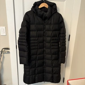 North Face 550 Goose Down Parka Puffer Jacket Coat Hooded Black Women's XL - Picture 1 of 12