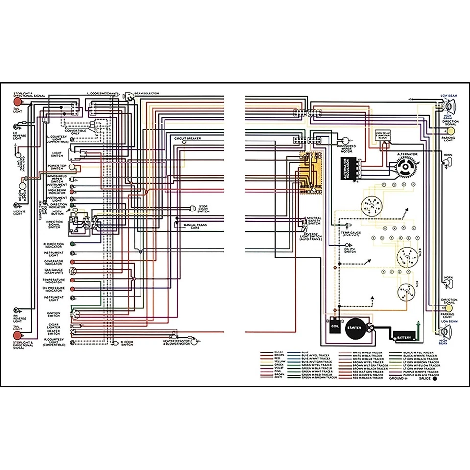 1958-60 福特 F-100 F-250 F-350 皮卡车;彩色接线图 — 第 1/1 张图片