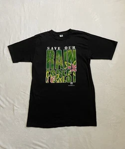 VTG WWF Save Our Rainforest Shirt Black Mens Size Medium World Wildlife Fund 90s - Picture 1 of 9